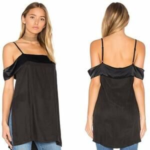 REVOLVE Elliatt Women's Abstract Cami Black Tank Top Size XS NWT Satin Silky